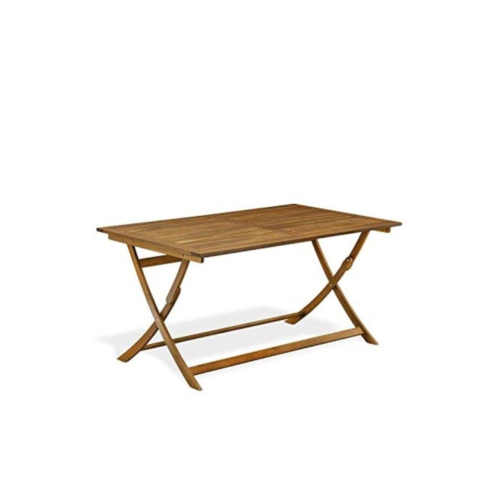 Back. East West Furniture - AECM7CANA - 7 Piece Superior Bistro Table Set - Attractive Outdoor Patio Table with 6 Folding Patio ArmChairs- Natural - Natural Oil.