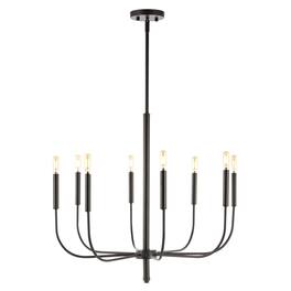 Jonathan Y - Amoros 27.25" 8-Light Modern Mid-Century Iron LED Chandelier, Oil Rubbed Bronze - Oil-Rubbed Bronze