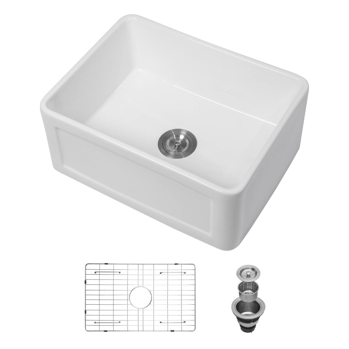 Ropilly 24 Inch Farmhouse Kitchen Sink Single Bowl Ceramic Apron Front ...