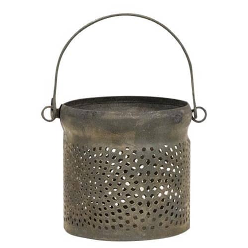 BreeBe - Antiqued Can Lantern 3" - Gray