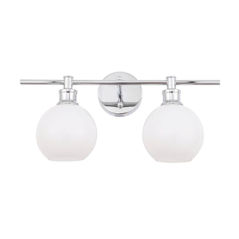 Left. Living District - Collier 2 light Chrome and Frosted white glass Wall sconce - Chrome And Frosted White Glass.