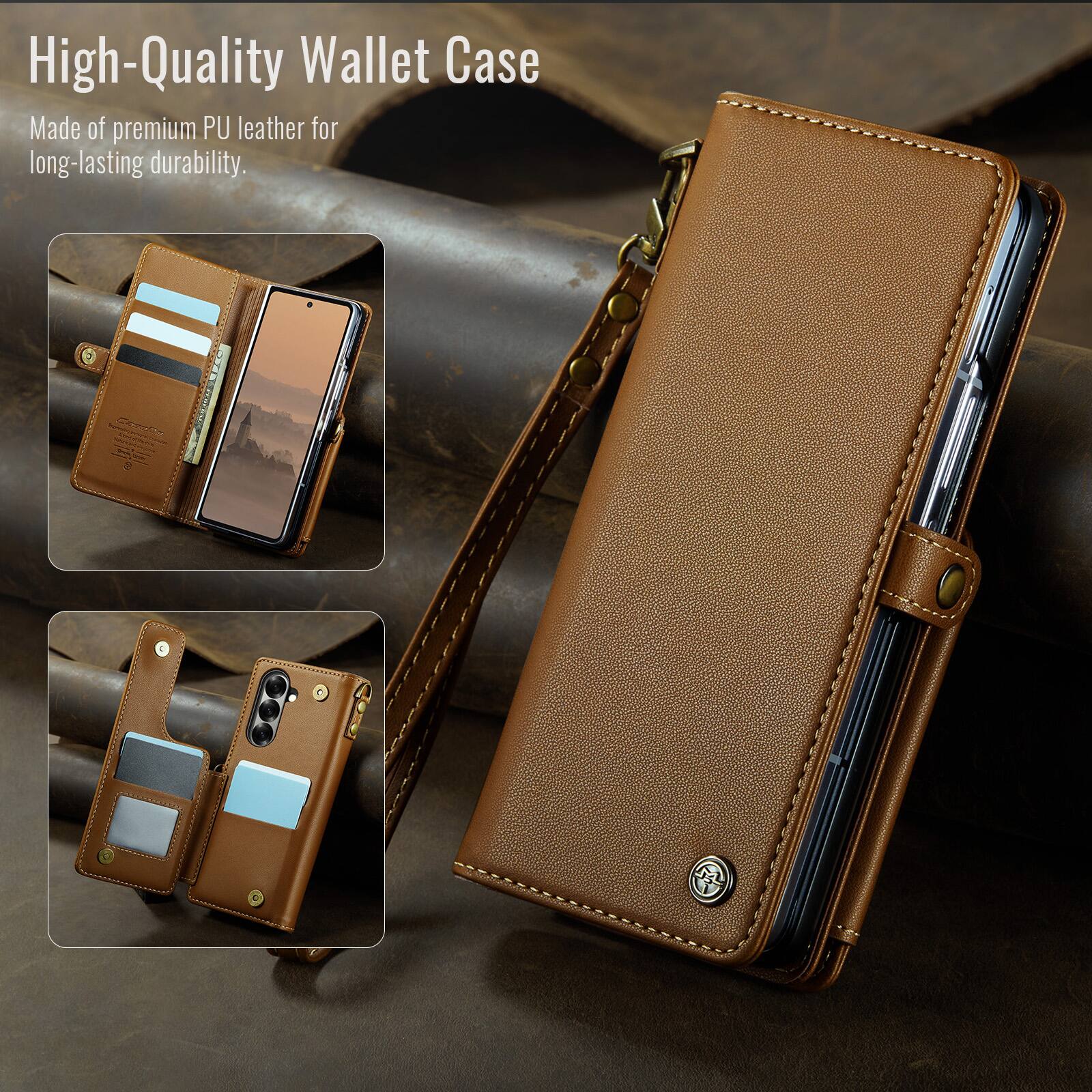 High-Quality Wallet Case  
Made of premium PU leather for long-lasting durability.