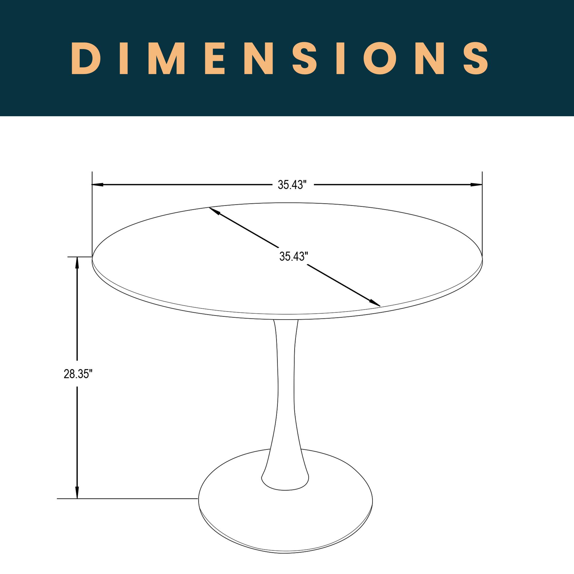 DIMENSIONS  
35.43" x 35.43" x 28.35"