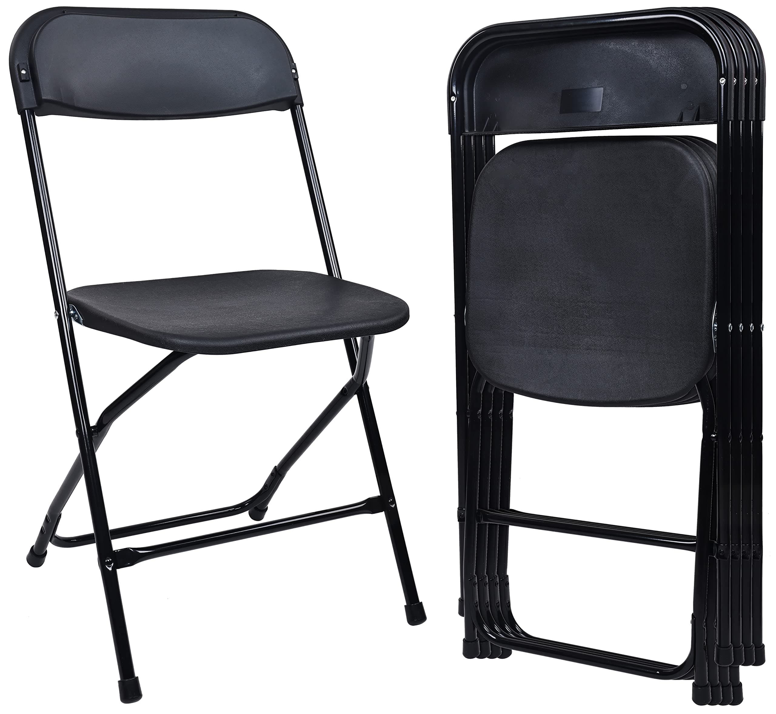 JETRANSPORT - Folding Plastic Chair With 500-pound Capacity Black 4-pack Molded plastic and metal folding chairs for - Default
