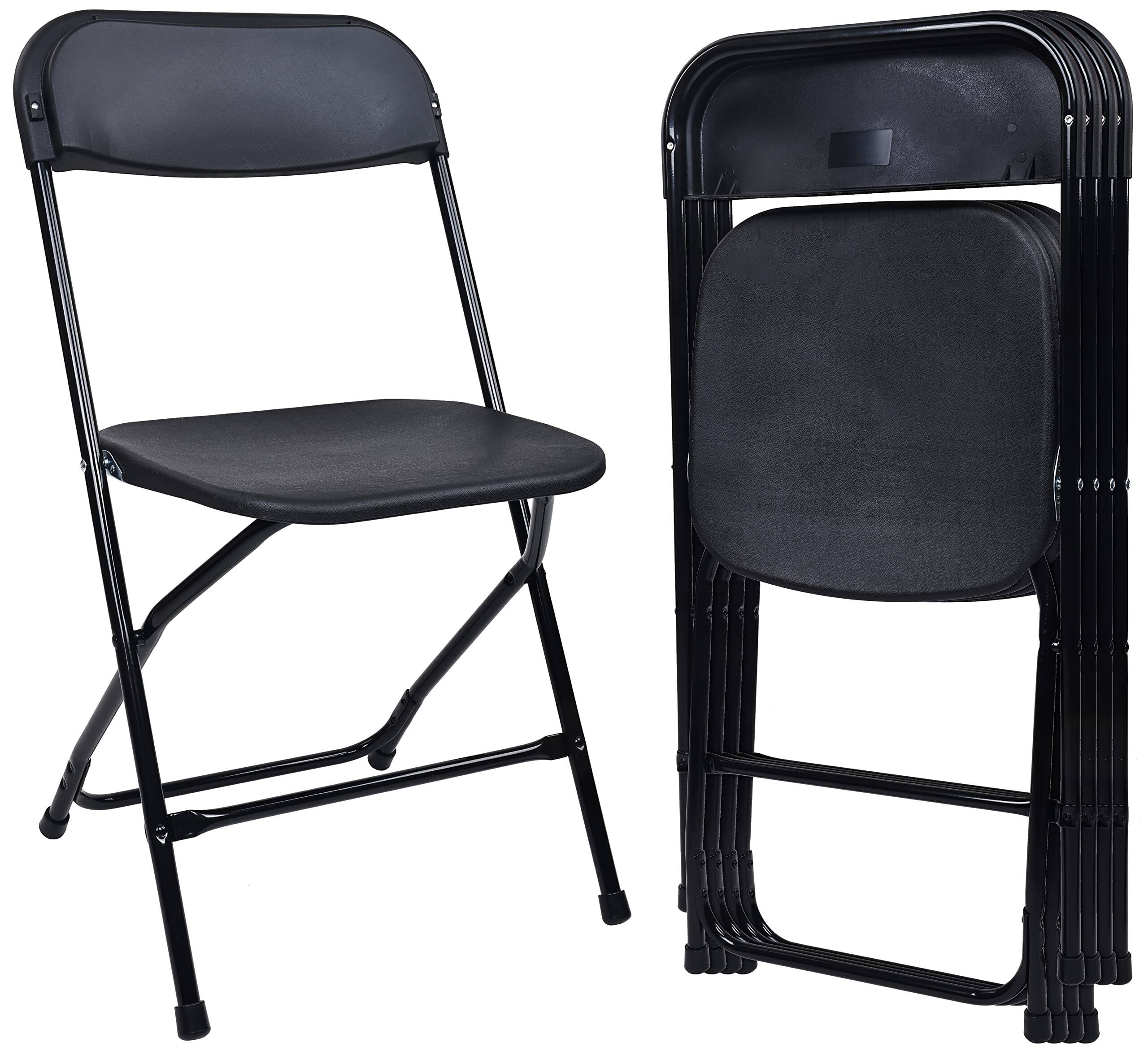 Front. JETRANSPORT - Folding Plastic Chair With 500-pound Capacity Black 4-pack Molded plastic and metal folding chairs for - Default.