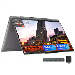Lenovo - Yoga 7 16" 2K Touchscreen 2-in-1 Laptop,AMD Ryzen 7 8840HS,16GB RAM,512GB SSD+288GB Dock Station,Win 11, Grey - Gray