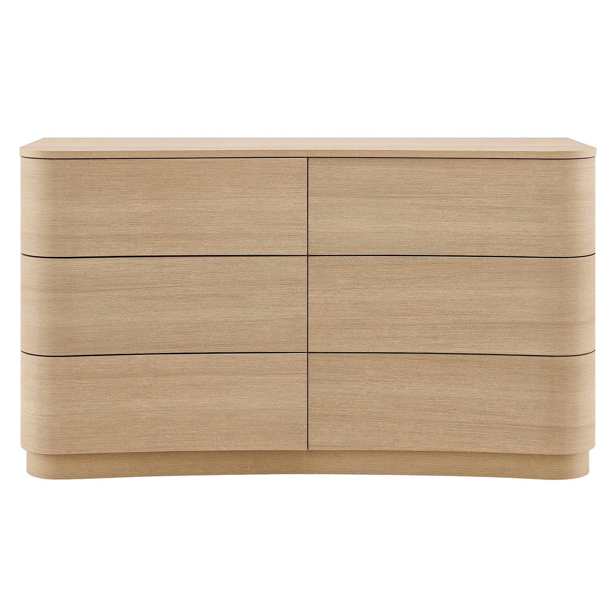 Alt View 4. Modway - Mirae 6-Drawer Curved Dresser by Modway - Brushed Light Oak.