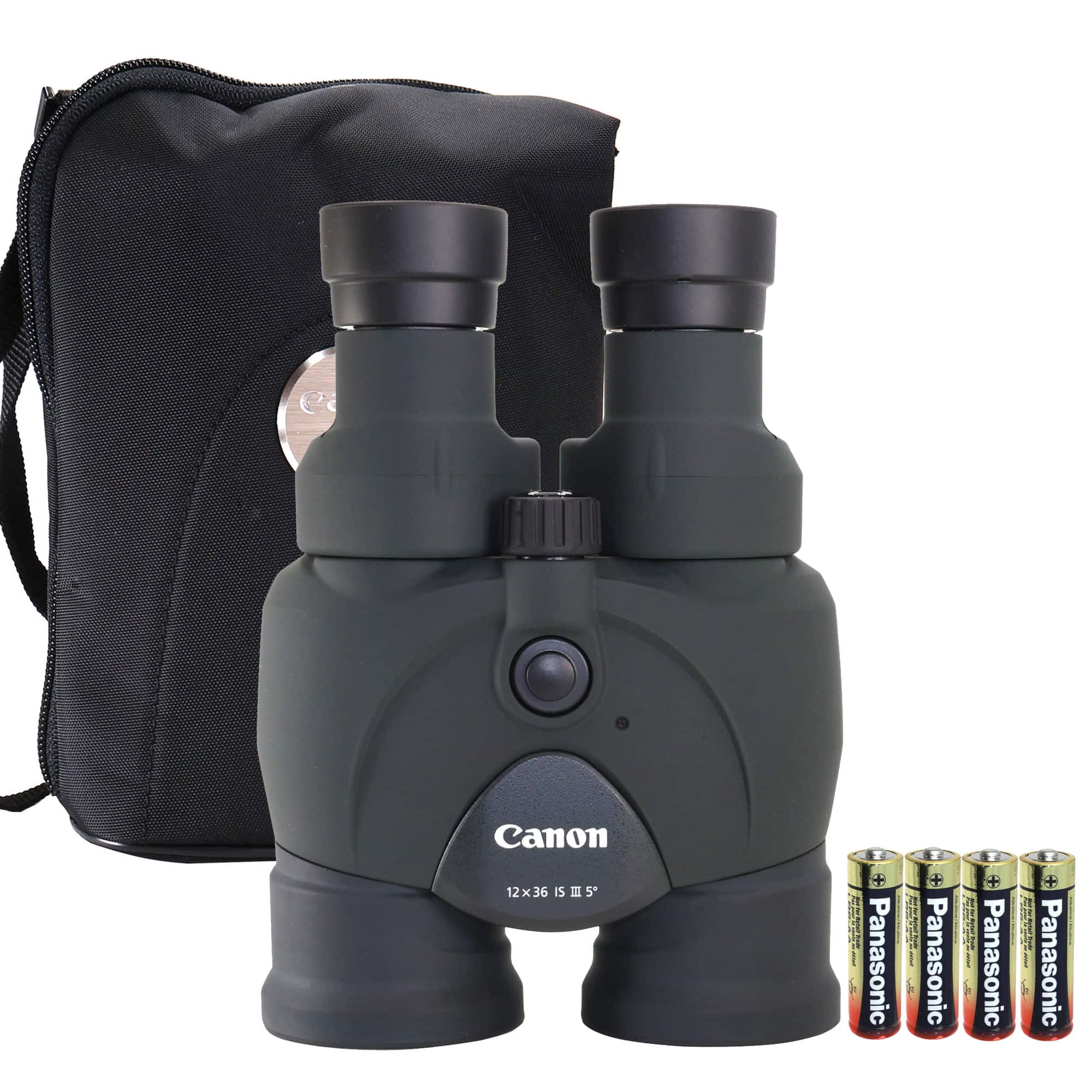 Canon - 12x36 IS III Image Stabilized Binoculars with 2X AA Battery and Charger - Black