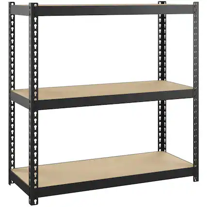 Front. Lorell - Lorell Narrow Riveted Shelving 3 Shelf 30" H x 30" W x 12" D 28% Recycled Black Steel - Black.