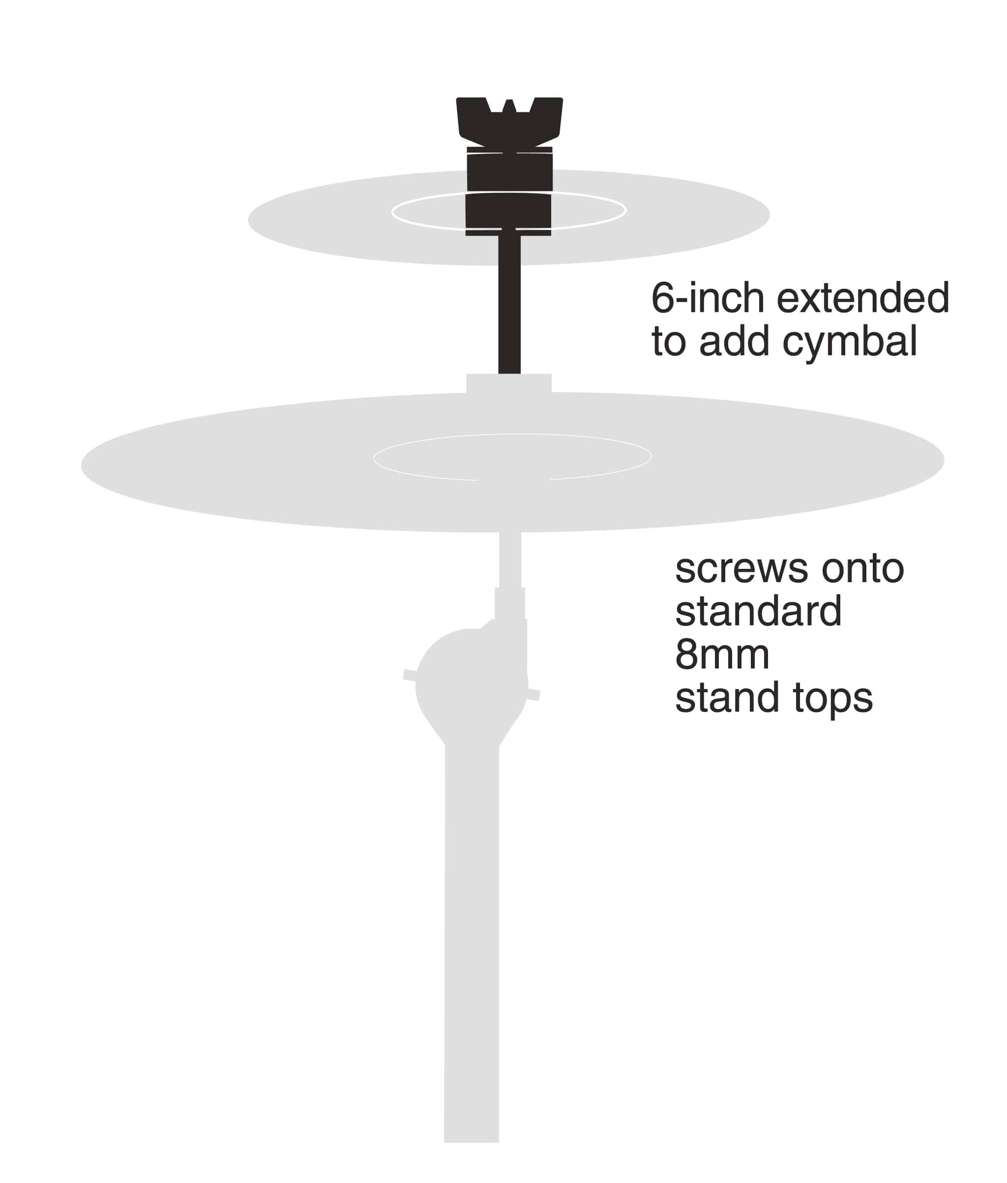 6-inch extended to add cymbal screws onto standard 8mm stand tops