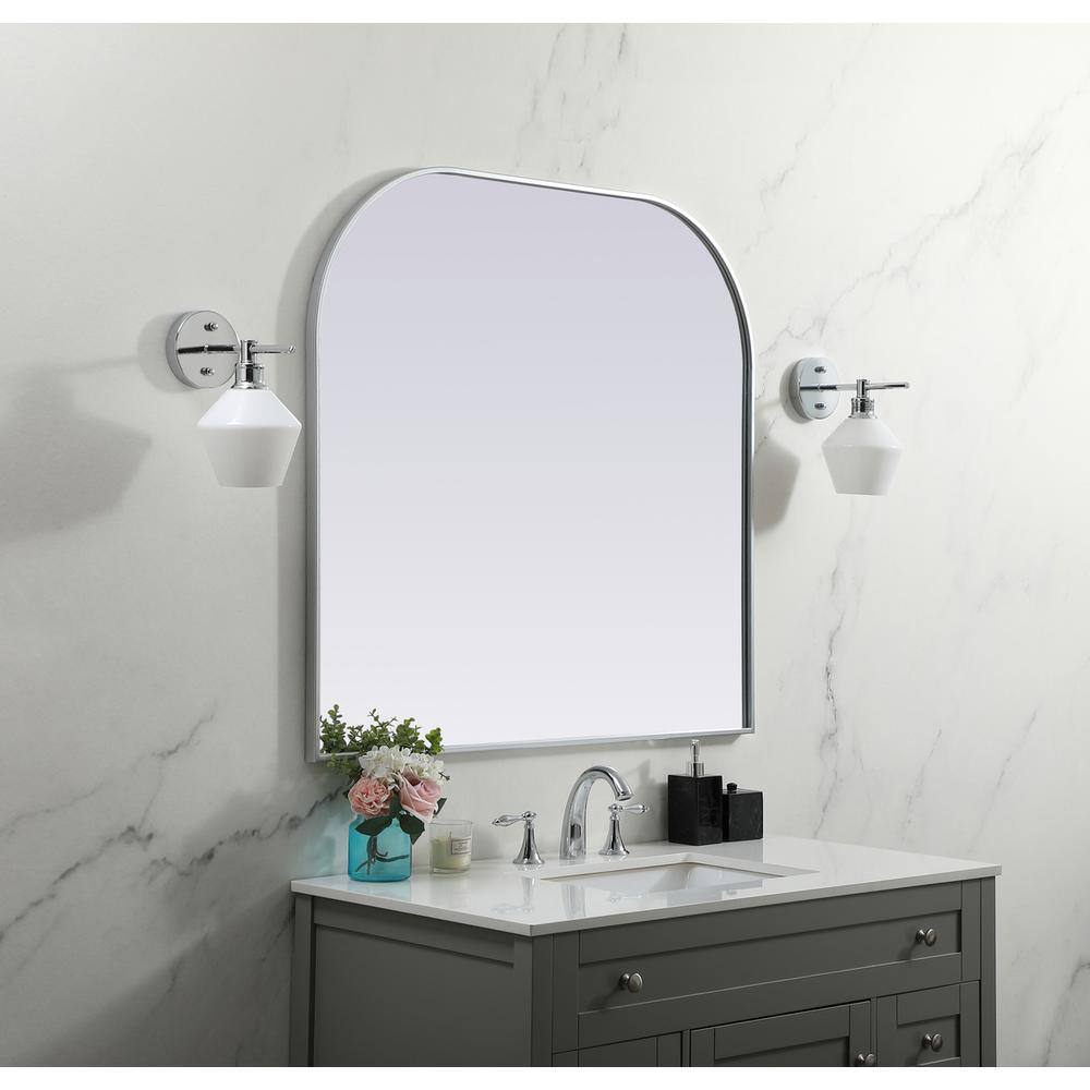 Alt View 4. Elegant Decor - Metal Frame Arch Mirror 40x38 Inch in Silver - Silver.