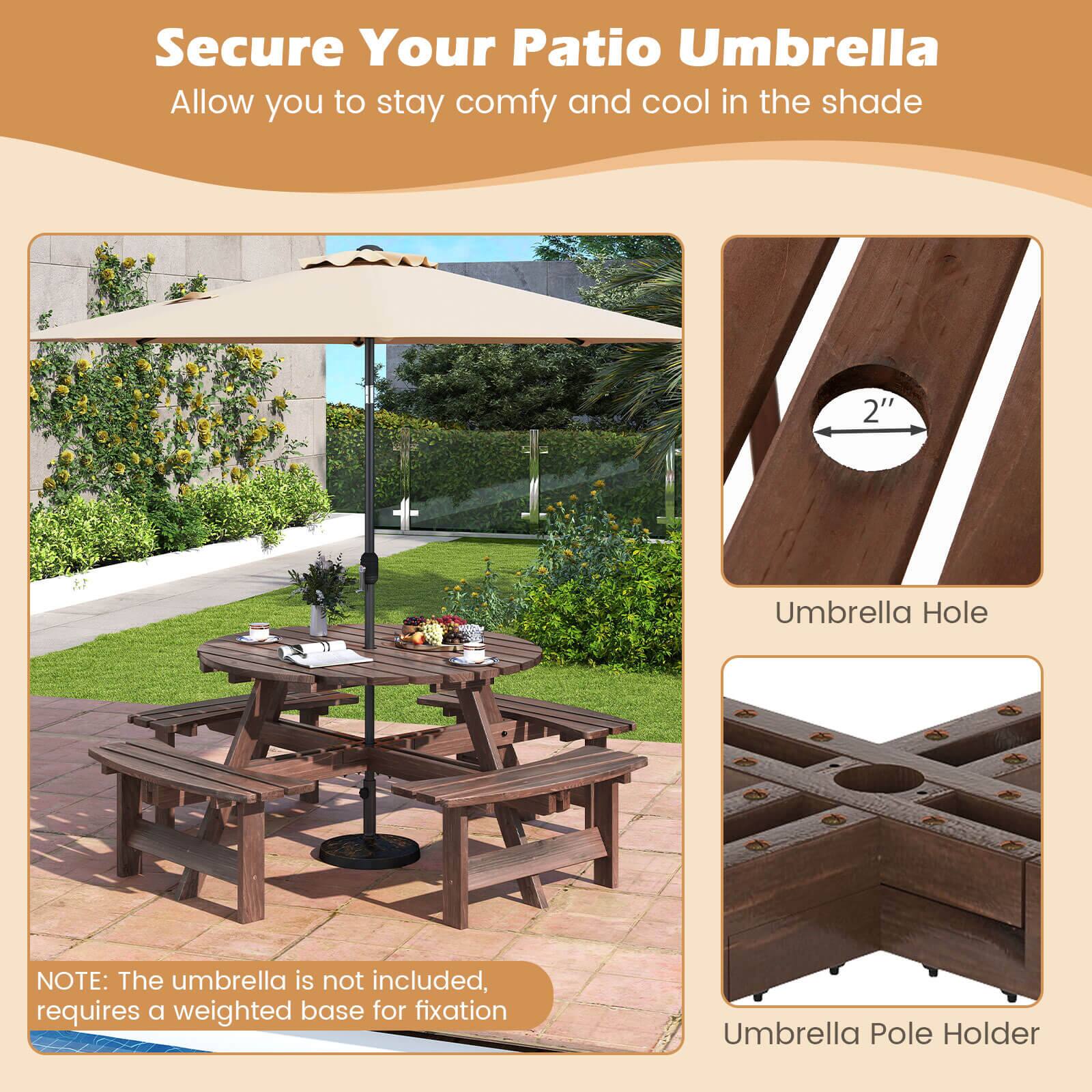 Secure Your Patio Umbrella  
Allow you to stay comfy and cool in the shade  

2" Umbrella Hole  

Umbrella Pole Holder  

NOTE: The umbrella is not included, requires a weighted base for fixation