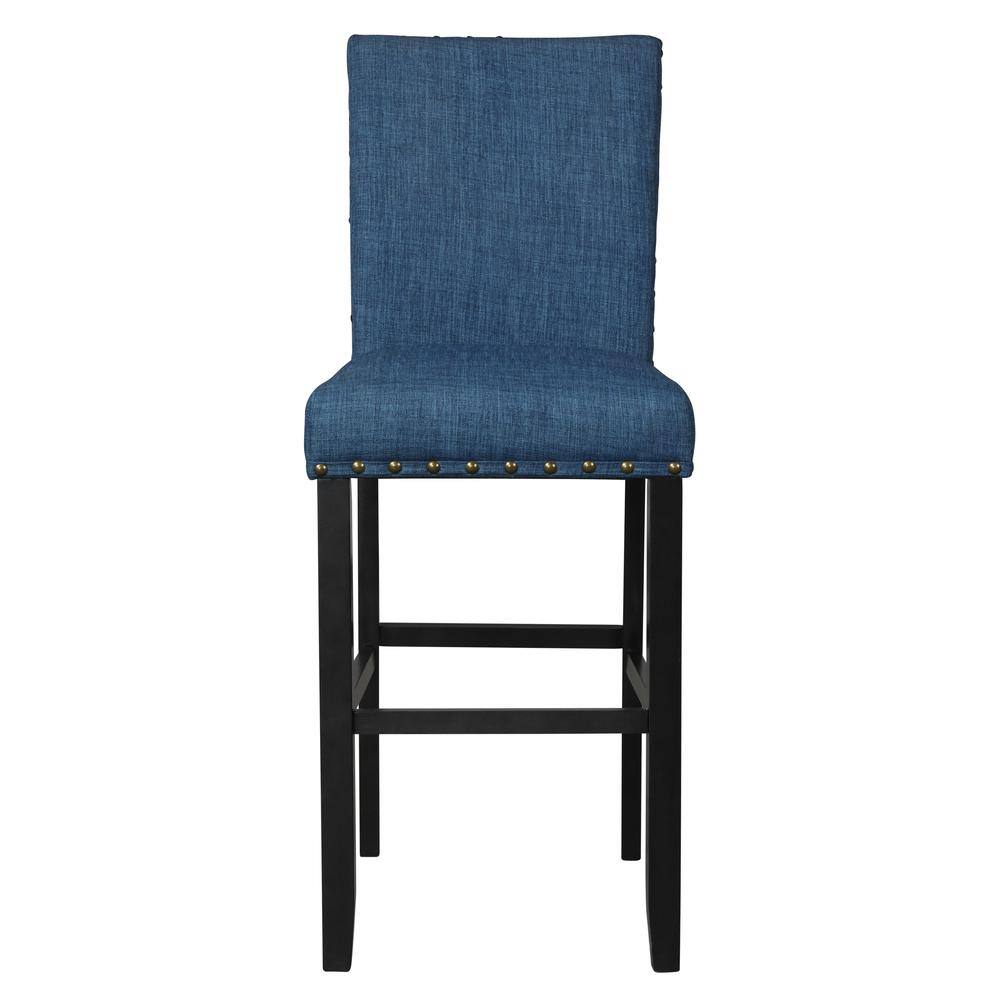 Angle. New Classic Furniture - Furniture Crispin Solid Wood 29" Barstool - Marine Blue (Set of 2) - Blue.