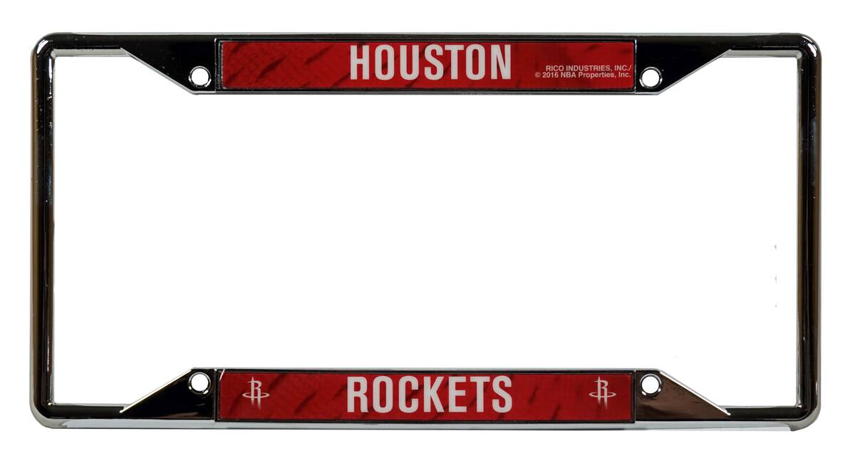 Houston Rockets EZ View License Plate Frame - Designed for Upper or Lower Corner License Plate Tabs