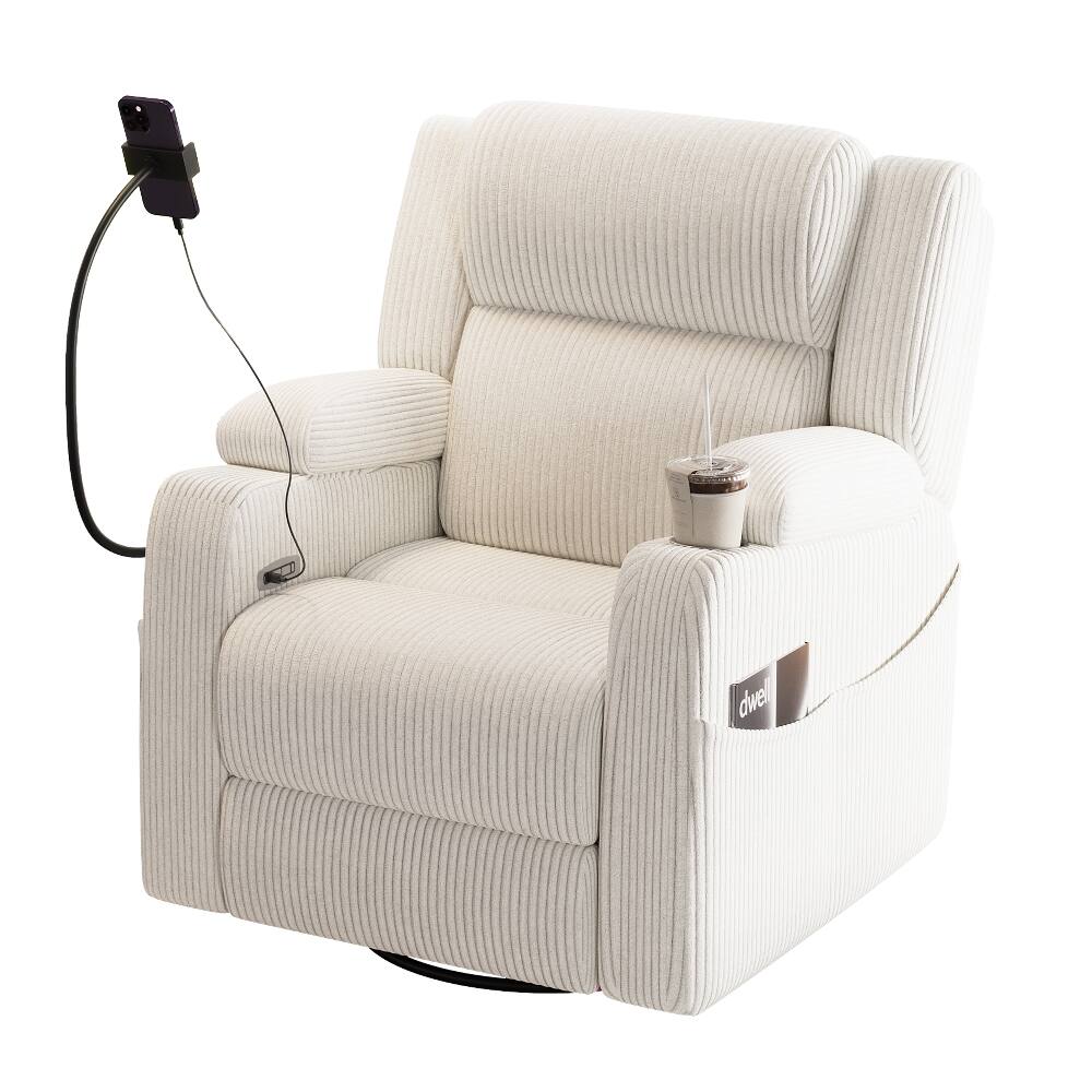 Alt View 7. Ropilly - Ropilly Electric Power Recliner Chair, 270 Degree Swivel Rocker, Nursery Glider With Hidden Storage, Beige - Beige.
