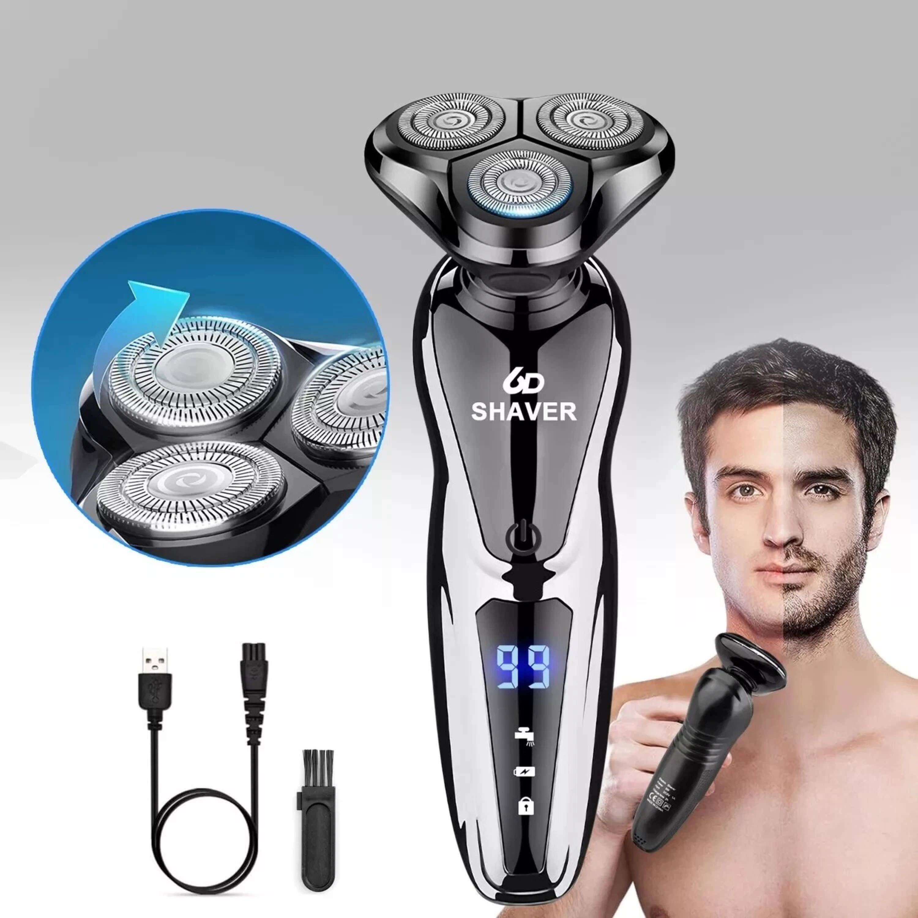 Angle. Kitcheniva - USB Rechargeable Electric Beard Shaving Wet/Dry Trimmer Rotary Razor - Black.