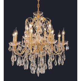 Elegant Lighting - St. Francis 12 light Chandelier Clear Royal Cut Crystal - Gold