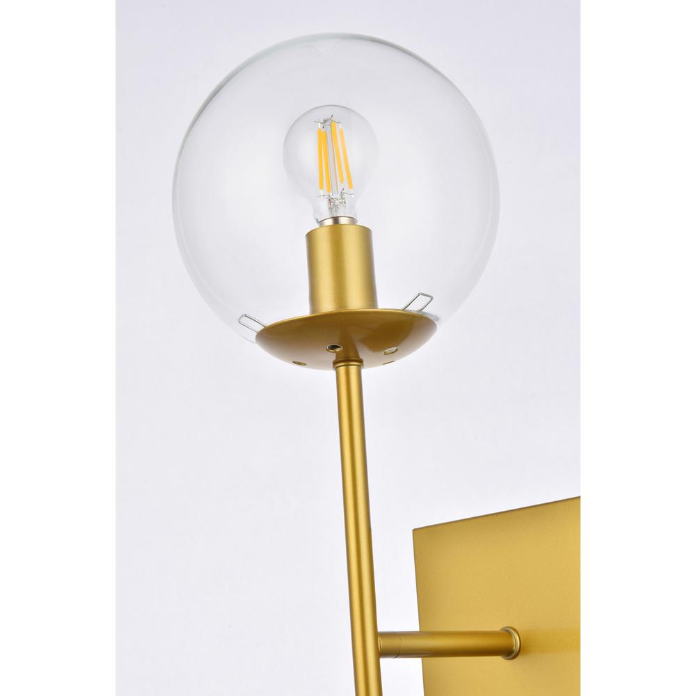 Alt View 2. Living District - Neri 1 light brass and clear glass wall sconce - Brass And Clear.