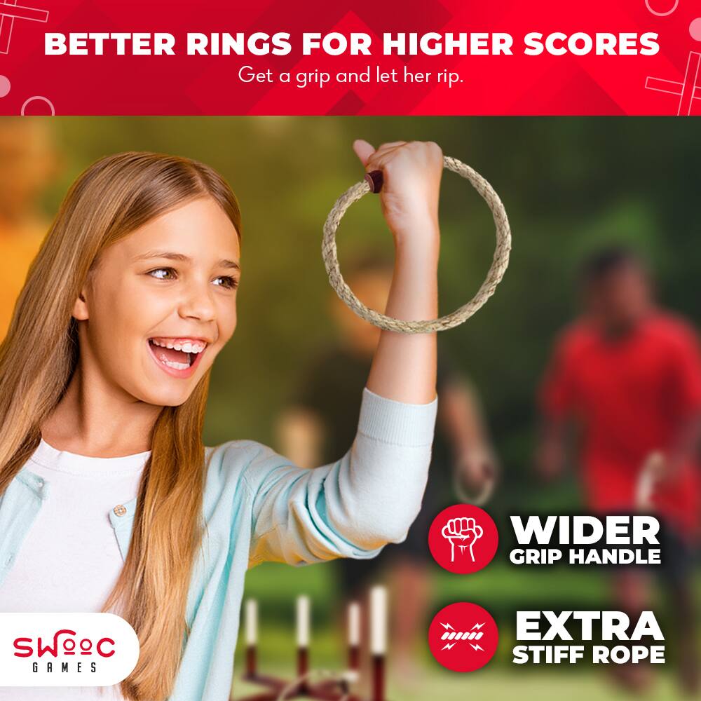 BETTER RINGS FOR HIGHER SCORES  
Get a grip and let her rip.  

WIDER GRIP HANDLE  
EXTRA STIFF ROPE  

SWOOC GAMES