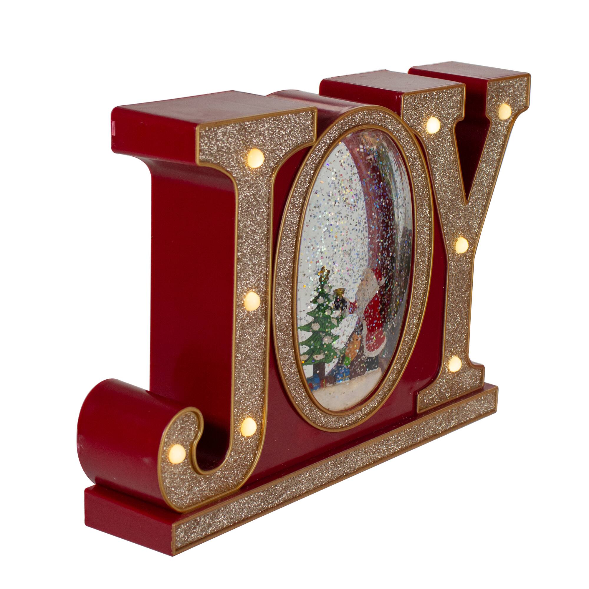 Alt View 3. Northlight - LED Lighted Joy Christmas Glitter Snow Globe - 11" - Red and Gold - Red.