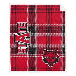 Pegasus - Arkansas State Red Wolves 50" x 60" Playmaker Plaid Ultra Cozy Sherpa Throw - Multicolor