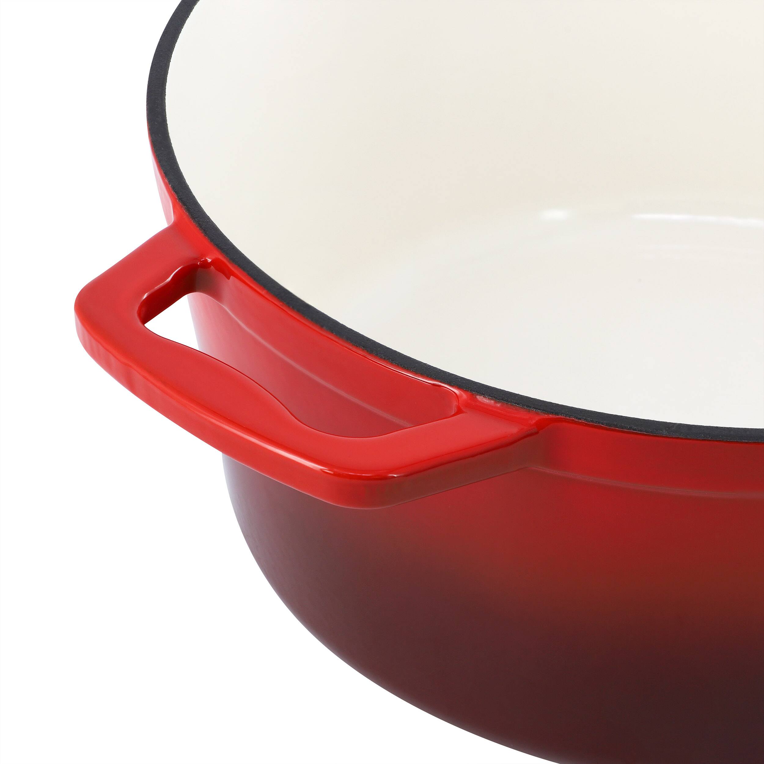 Alt View 4. MegaChef - MegaChef 2.7 Quart Round Enameled Cast Iron Casserole in Gradient Red - Red.