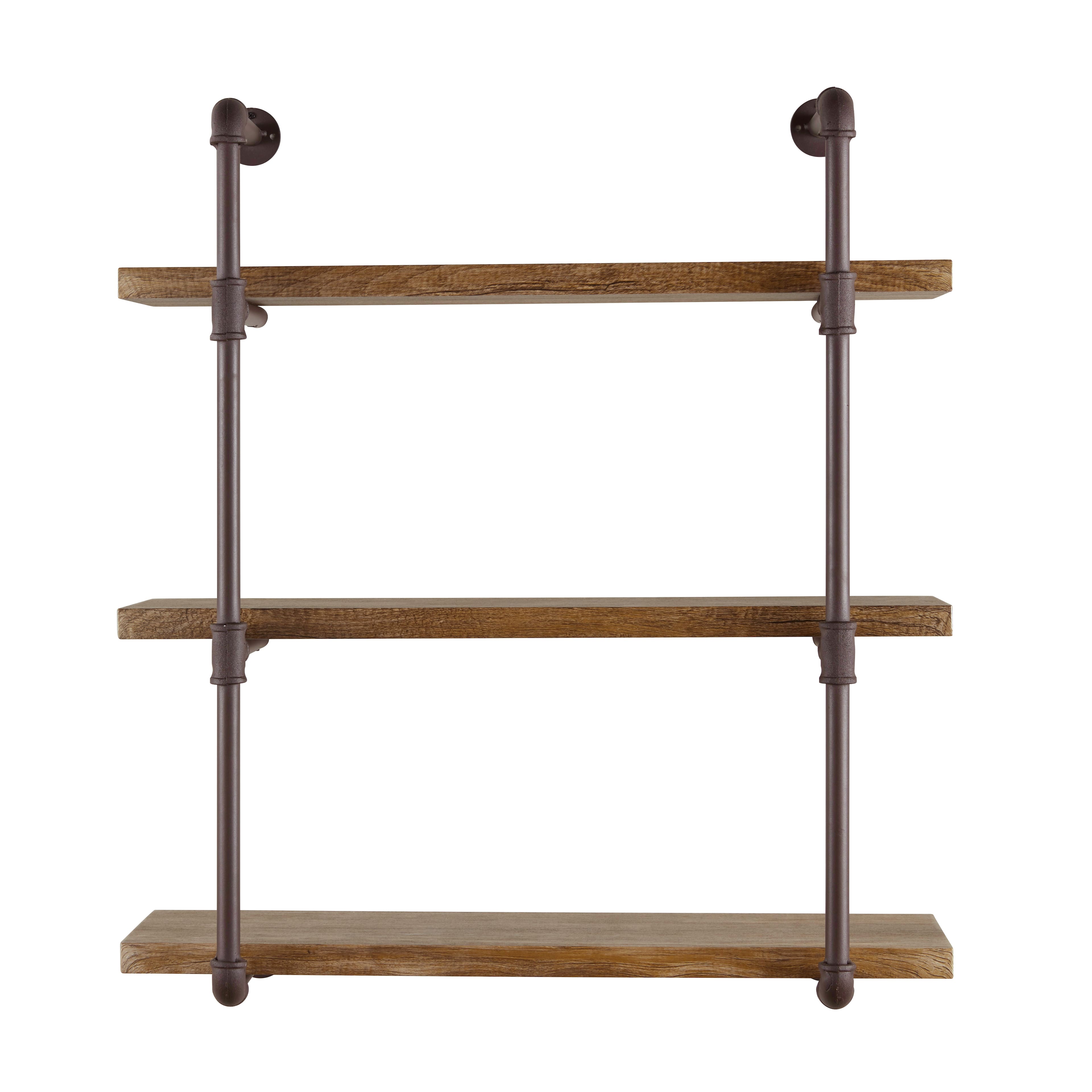 Danya B Three Tier Industrial Pipe Wall Shelf Brown GH073 - Best Buy