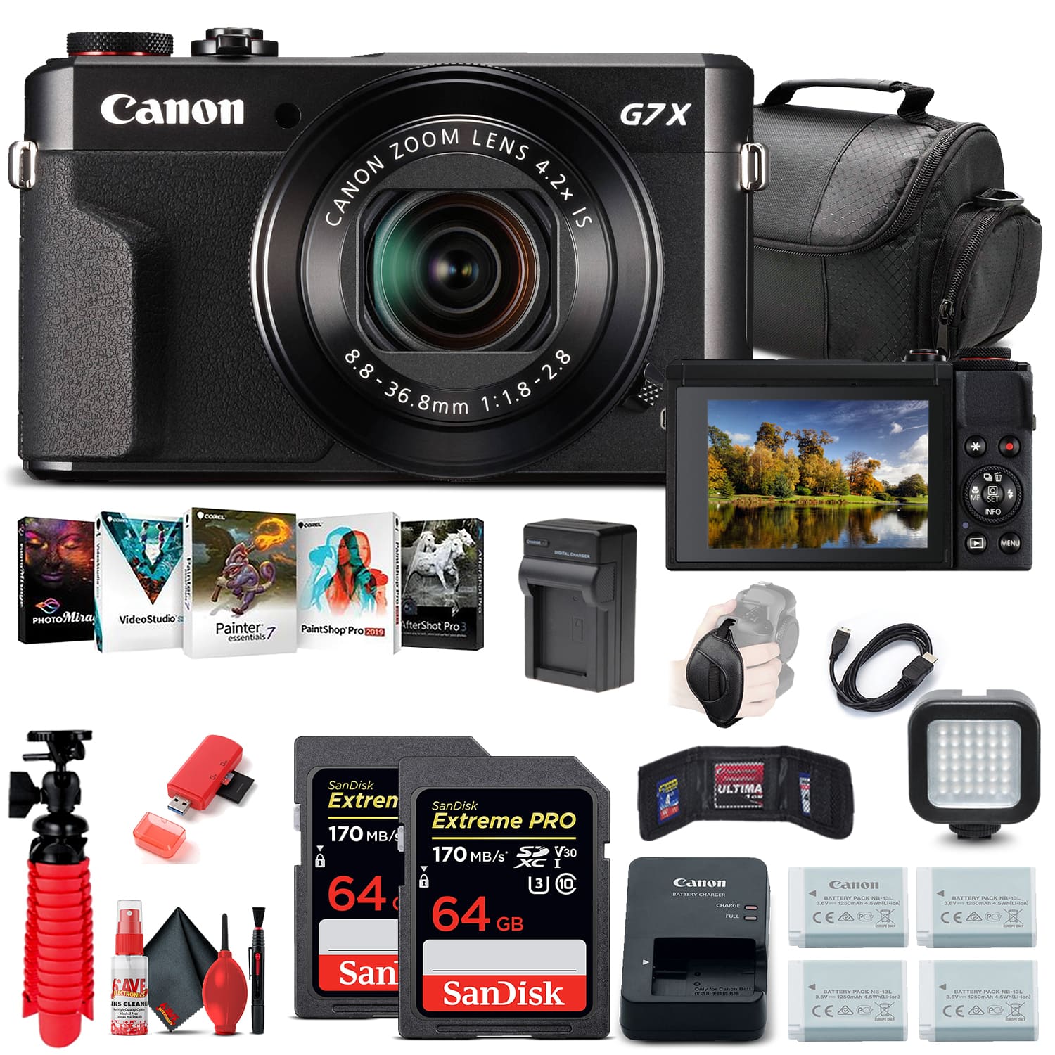 Canon - PowerShot G7 X Mark II Digital Camera (1066C001) + 2 x 64GB Cards + More (International Version)
