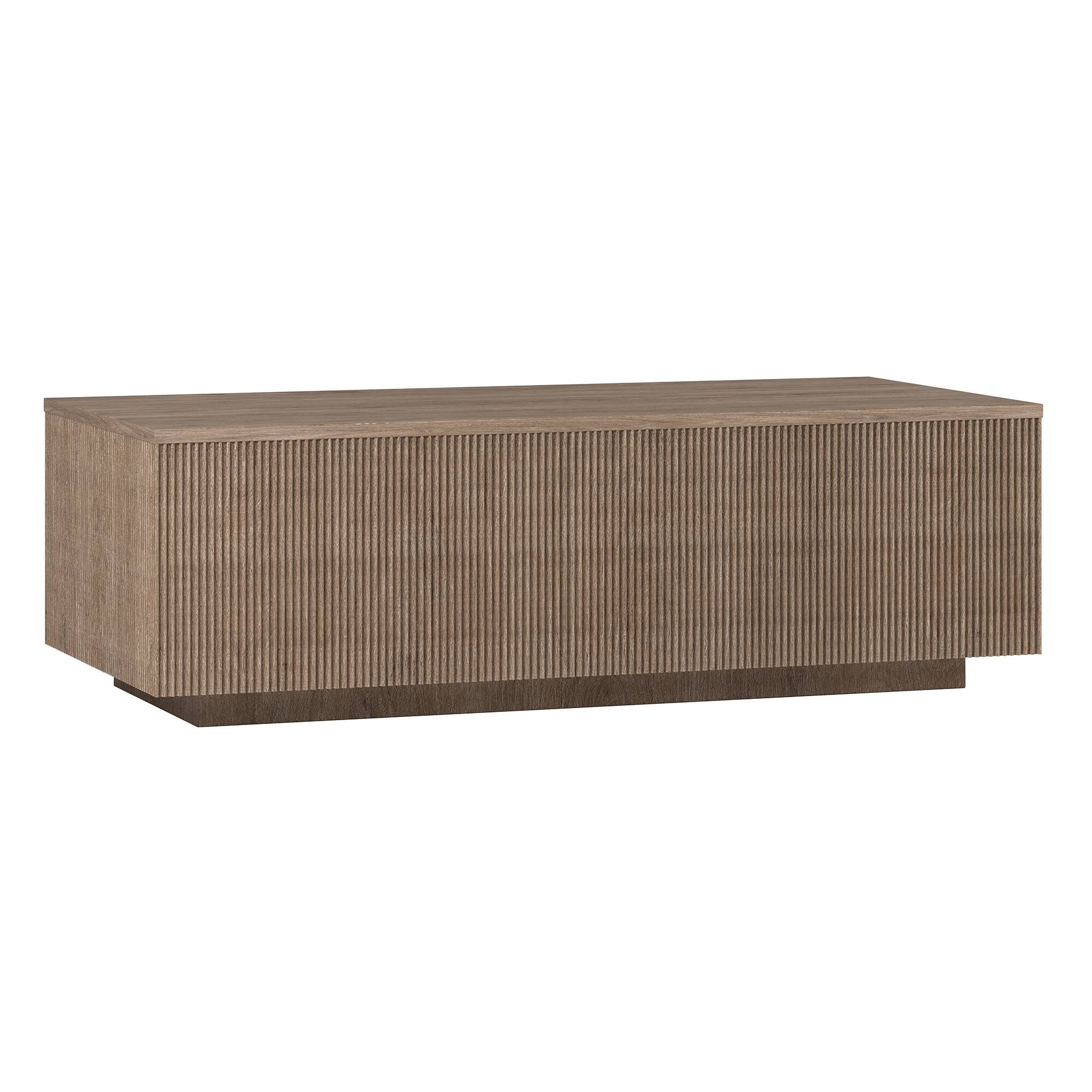 Front. Hudson&Canal - Reyes 48" Wide Rectangular Fluted Coffee Table - Gray.
