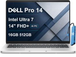 Dell - Pro 14 14" FHD+ Business AI Laptop - Intel Core Ultra 7 255U 2025 - 16GB Memory - 512GB SSD - Windows 11 Pro - Silver