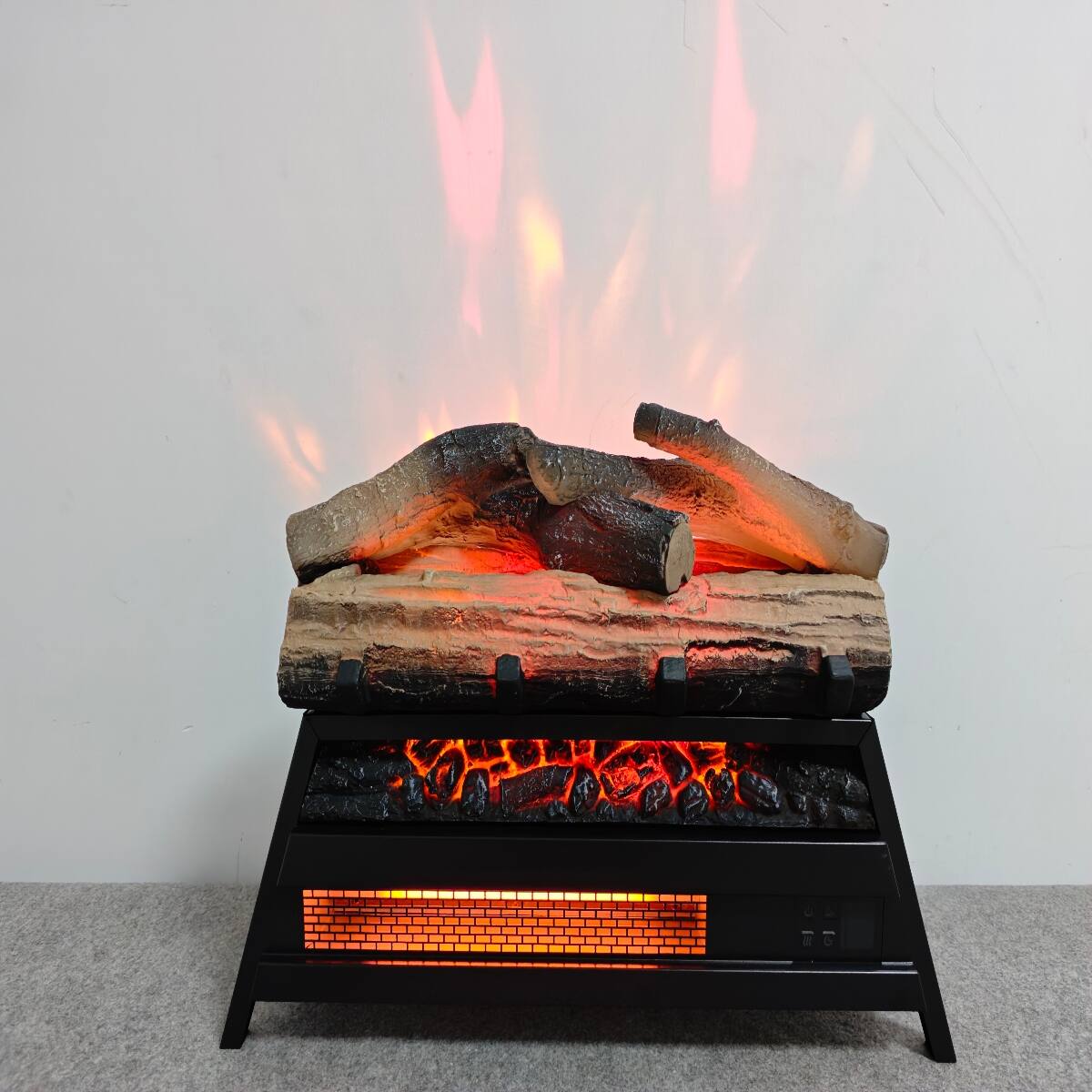 Left. Loheer - Loheer 21 inch electric fireplace insert 3d log set Antique Black - Antique Black.