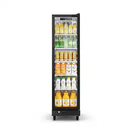 Yeego - Commercial Beverage Display Refrigerator, 6.9 cu. ft. Glass Door, 204-Can, 32-50°F, for Small Shops - Black