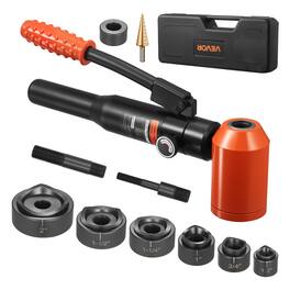 VEVOR - Knockout Punch Set, 10 Ton Hydraulic Knockout Set, 1/2" to 2" KO Tool Kit Hole Making Tool, KO Tools Kit W/6 Dies - Orange + Black