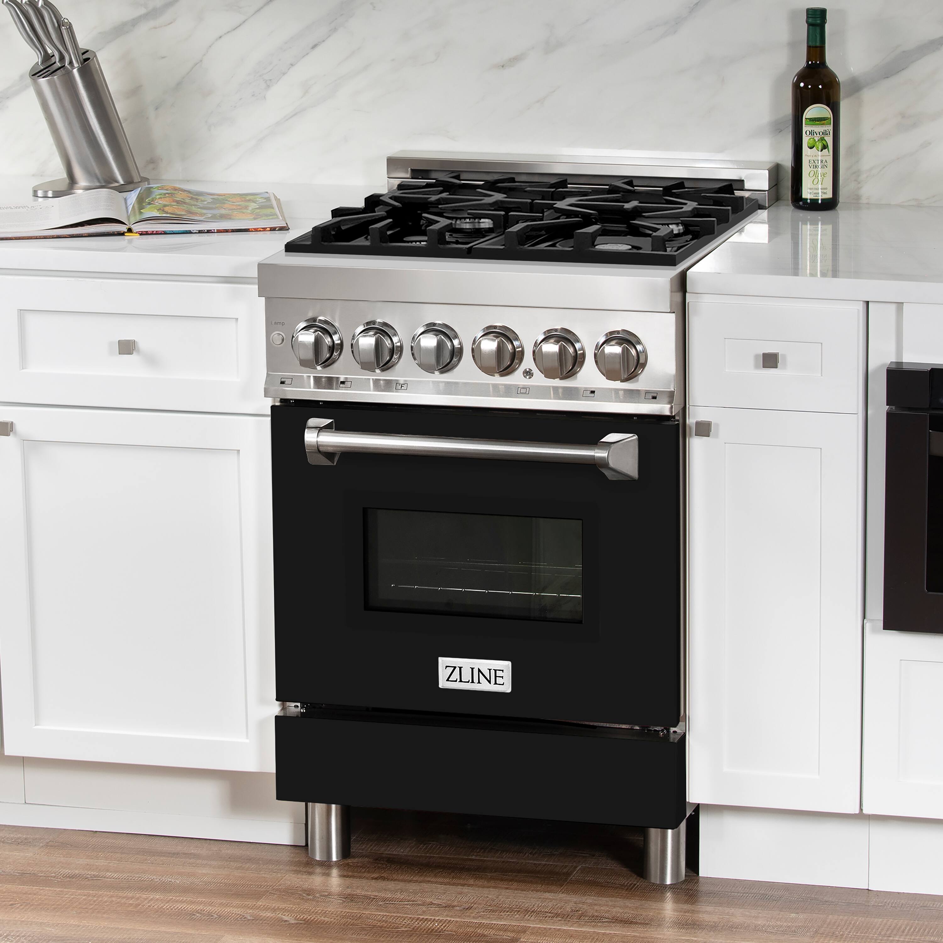 Alt View 11. ZLINE - 24" Legacy Dual Fuel Range w/ 4 Burner Cooktop & Electric Oven w/ Black Matte Door (RA-BLM-24) - Multicolor.