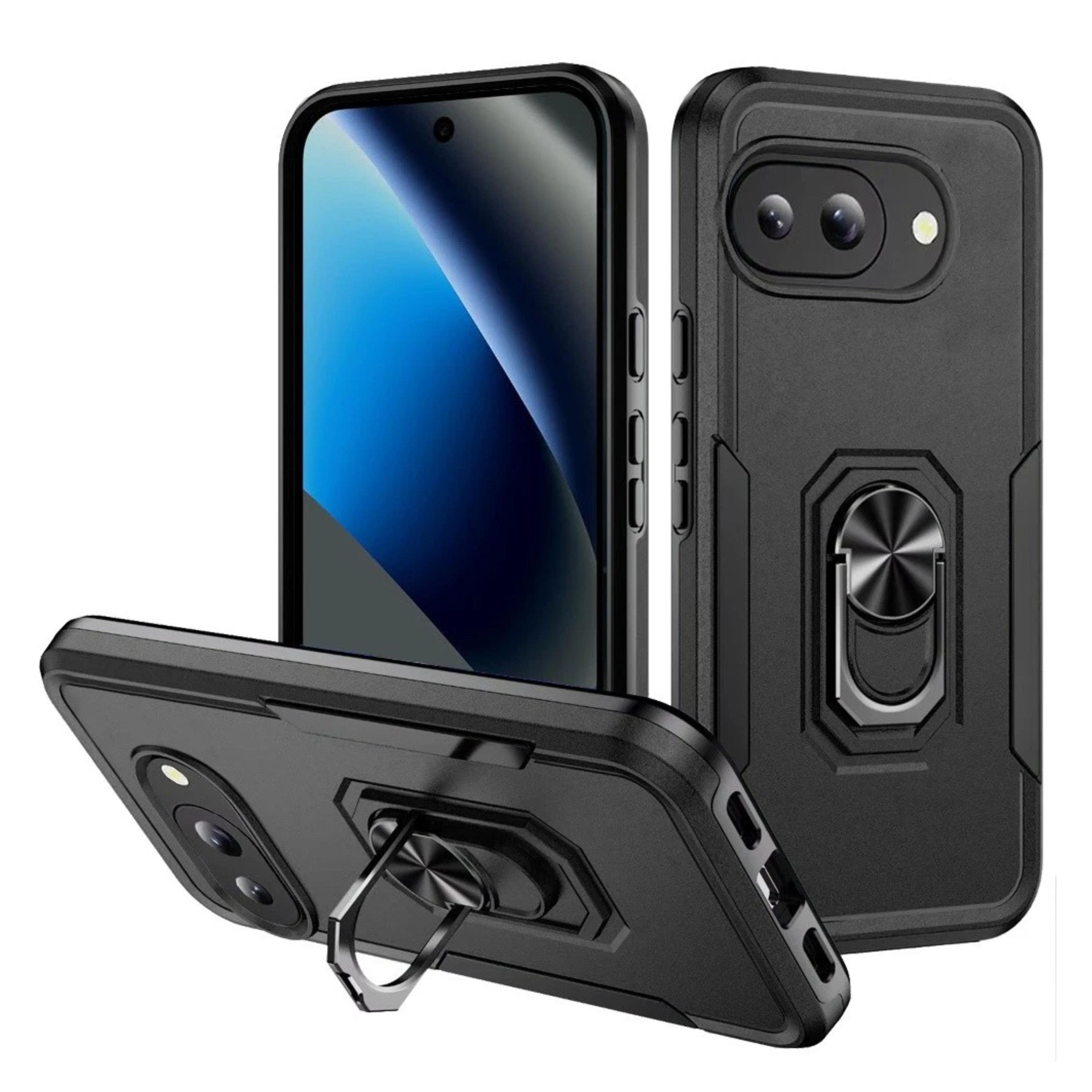 Kitcheniva - Fused Rugged Phone Case With Metal Ring Stand Tempered Glass For Google Pixel 10a - Black price history on PriceWatchPro