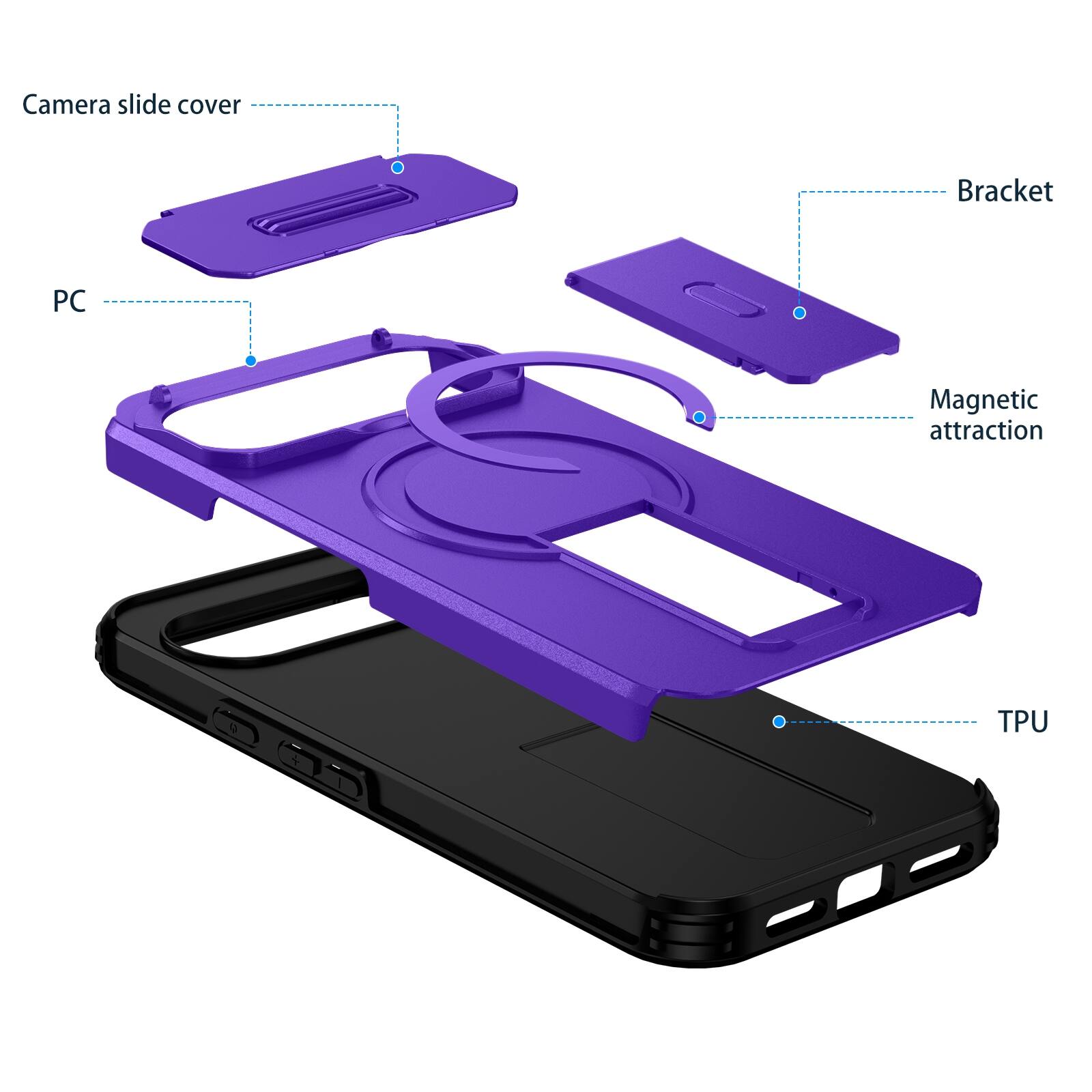 Camera slide cover  
Bracket  
PC  
Magnetic attraction  
TPU