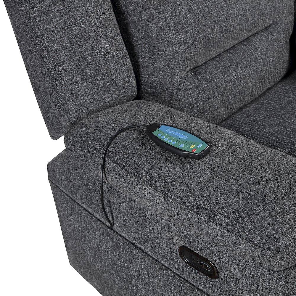 Alt View 2. New Classic Furniture - Redondo Chenille Glider Recliner with Power in Dark Gray - Dark Gray.