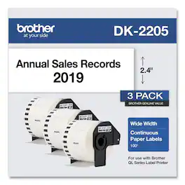 Brother - DK22053PK 2.4 in. x 100 ft. Continuous Paper Label Tape - (3/Pack) - White