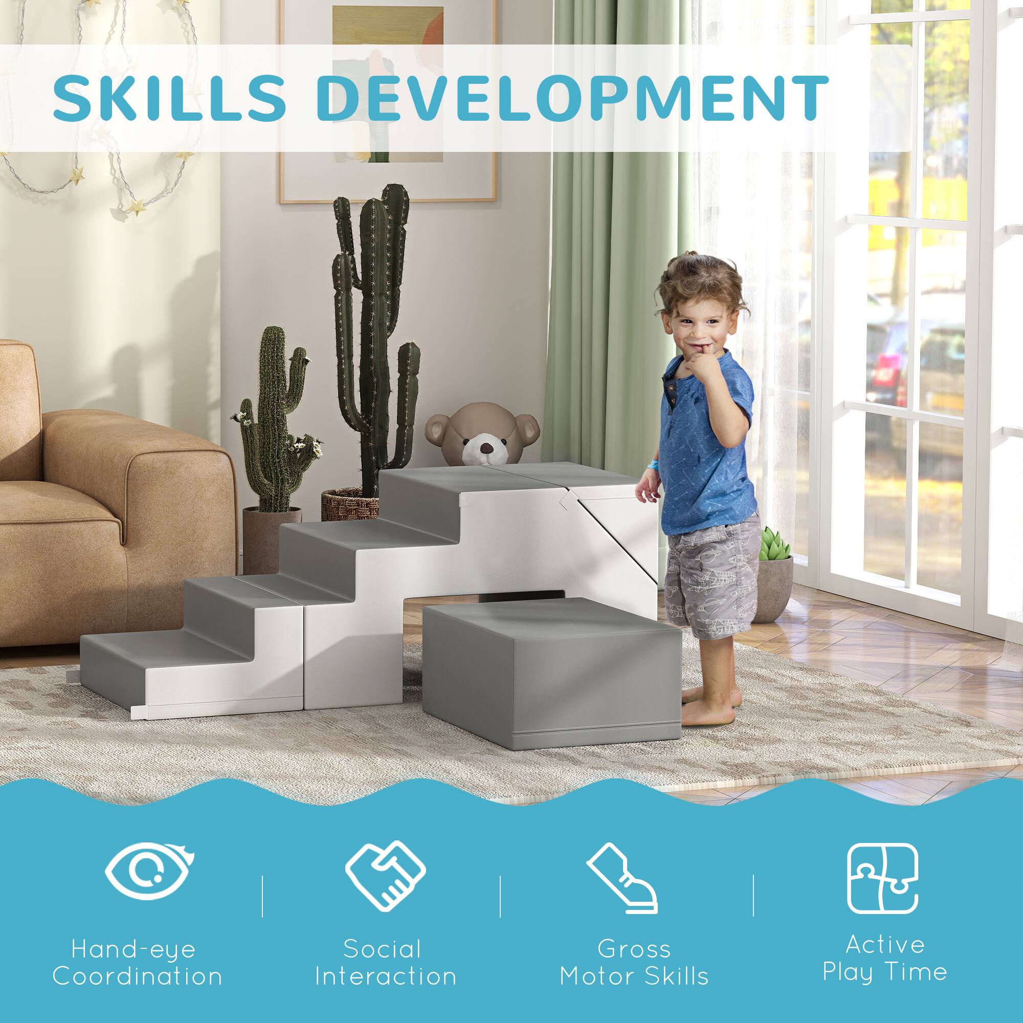 SKILLS DEVELOPMENT

- Hand-eye Coordination
- Social Interaction
- Gross Motor Skills
- Active Play Time