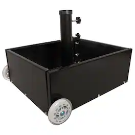Sunnydaze - Outdoor Umbrella Base with Fillable Planter and Wheels - Black