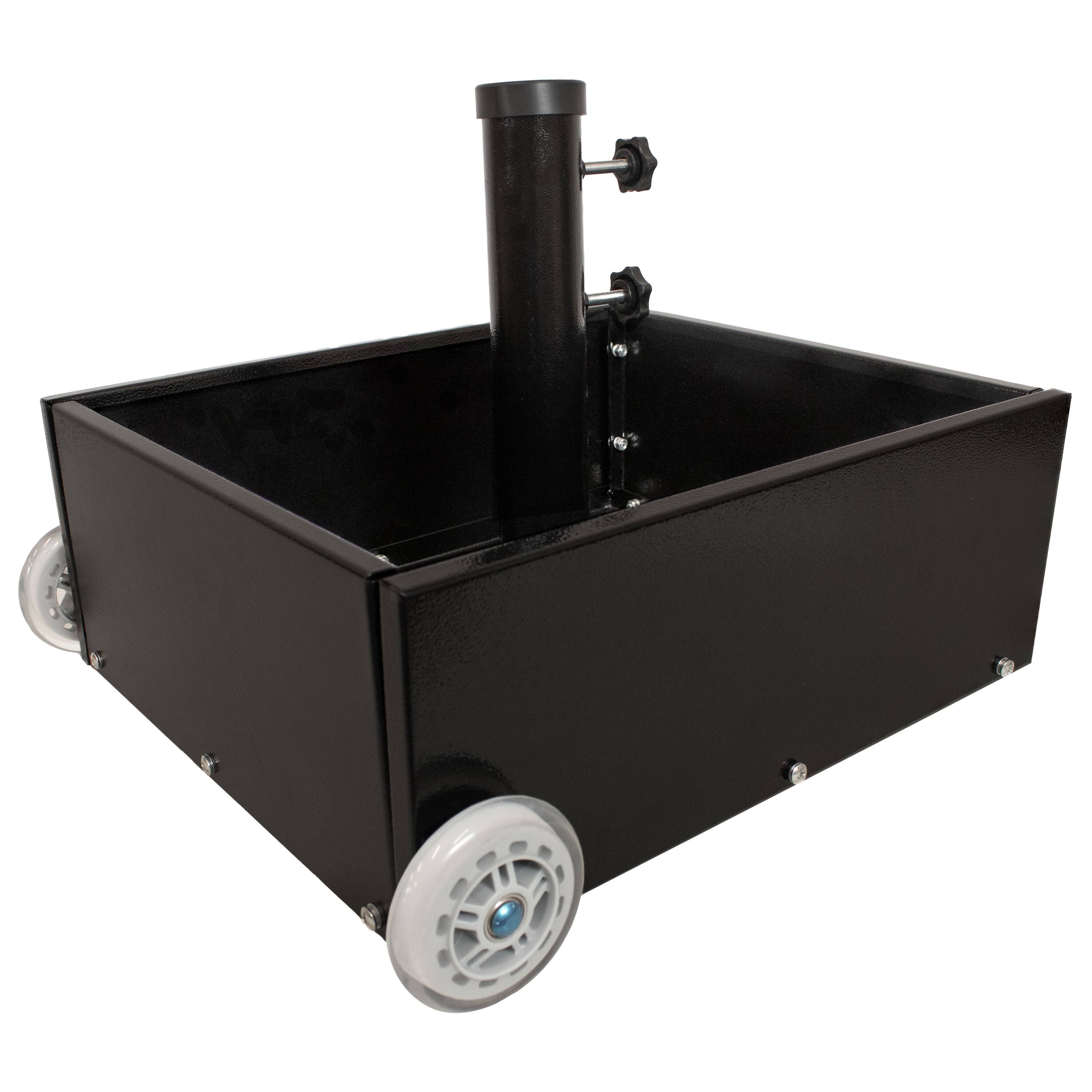 Front. Sunnydaze - Outdoor Umbrella Base with Fillable Planter and Wheels - Black.