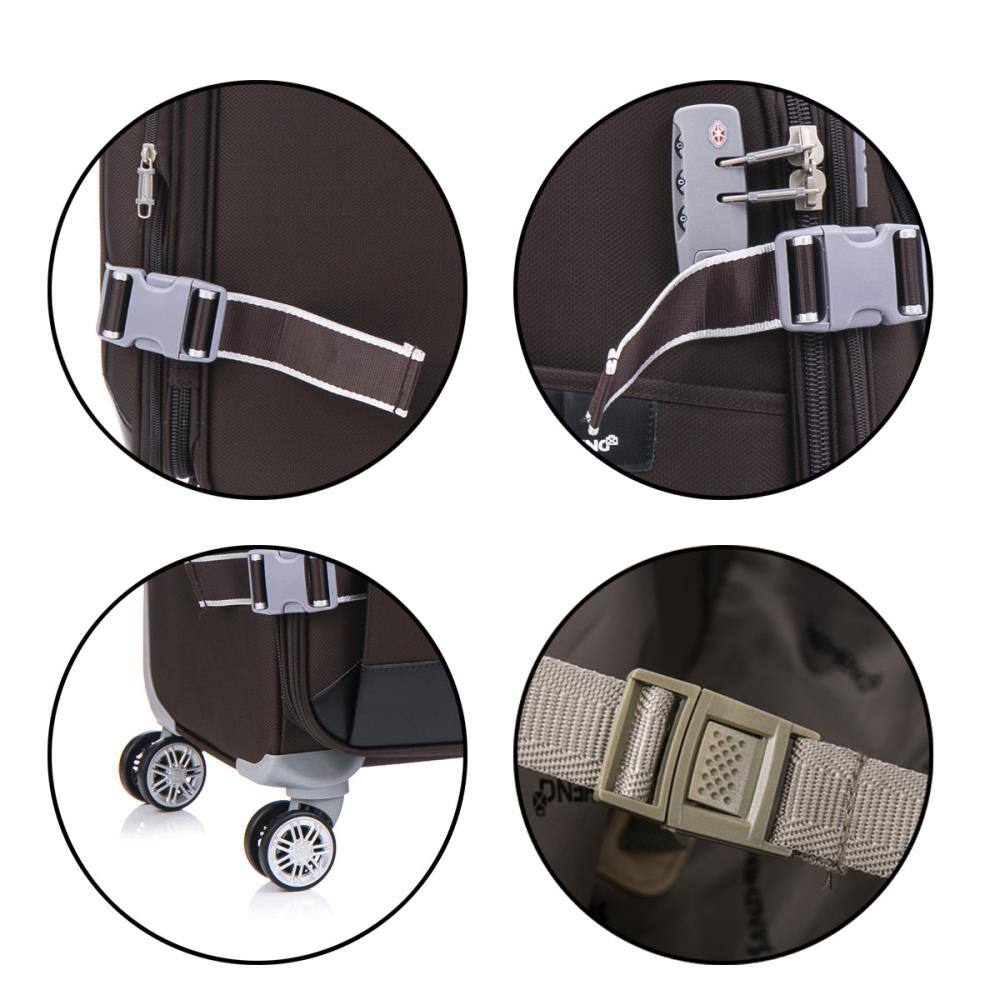 Left. BreeBe - Softside Upright Luggage Set , Lightweight,4-Piece (20/24/28/32) - Coffee.