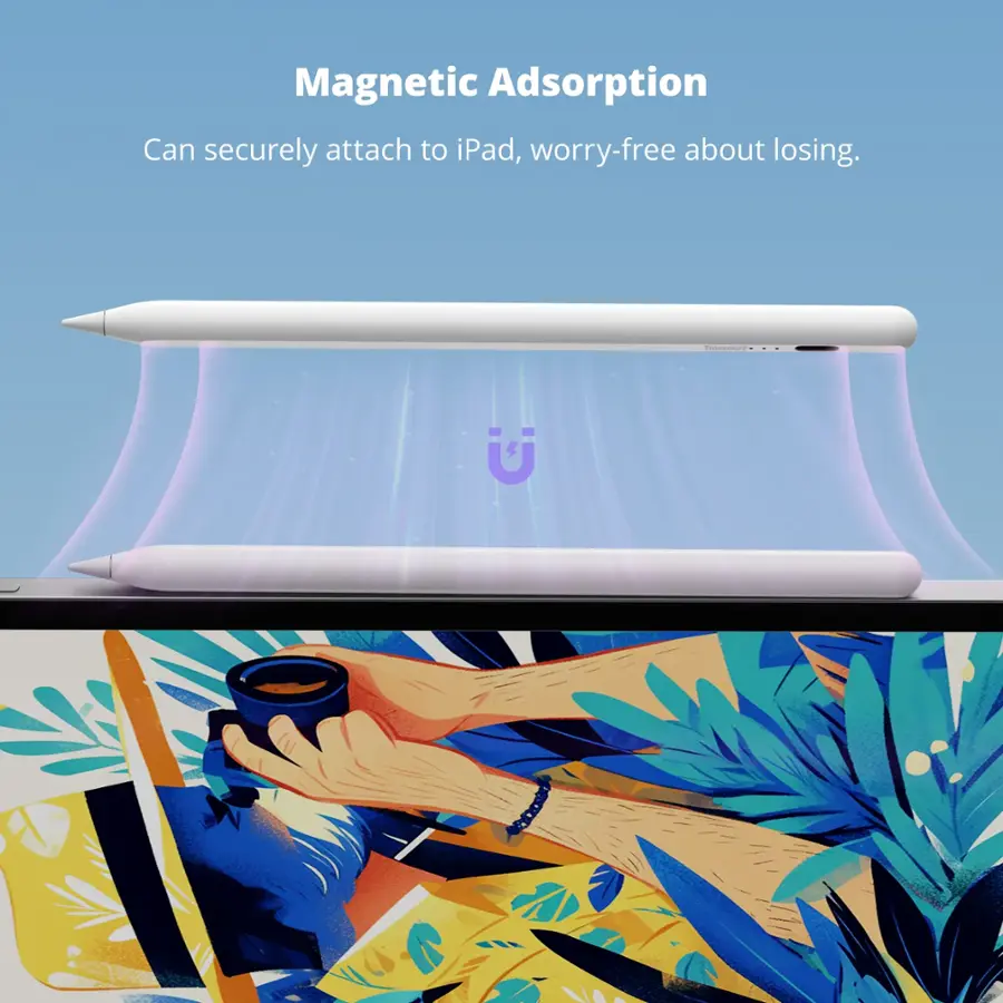 Magnetic Adsorption can securely attach to iPad, worry-free about losing.