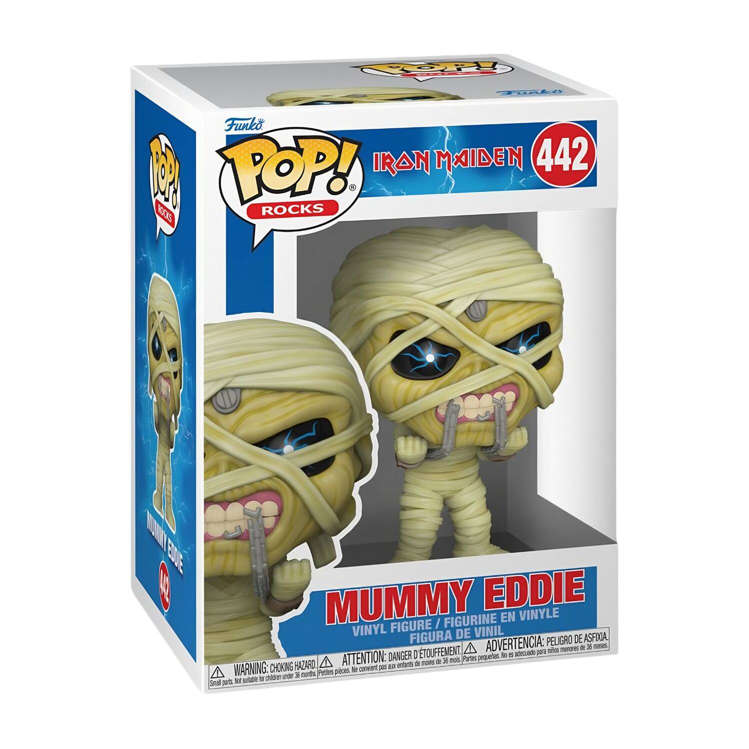 TO TOELe Funko POP! IRON MAIDEN 442 2 ROCKS ROCES IT EDDE O MUMMY EDDIE FIGURINE EN VINYLE FIGURE / VINYL FIGURA DE VINIL PELIGRO DE ASFDOA TOUFFEMENT A ADVERTENCIA: I mes IPOV dI  mesm DANGER 3 pequertos - . au HAZARO A ATTENTION: atunts 9 nom d  mois Pates WARNING: CHOKING Mr conviet  a A x nurts Peritn paces I chide - Seull Jt - nntac