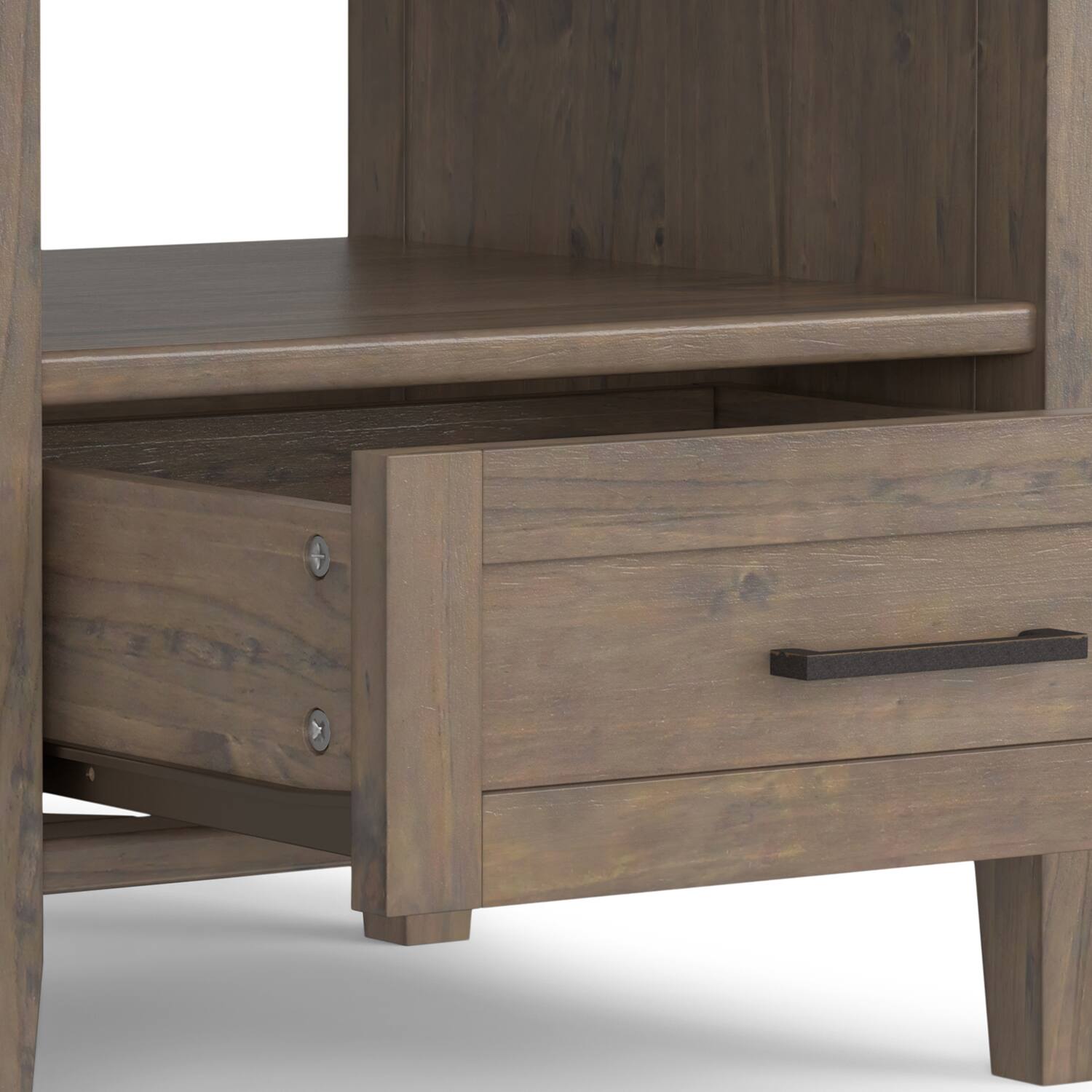 Alt View 4. Simpli Home - Ela SOLID WOOD 20 inch Wide Rectangle Transitional End Table in Smoky Brown - Smoky Brown.