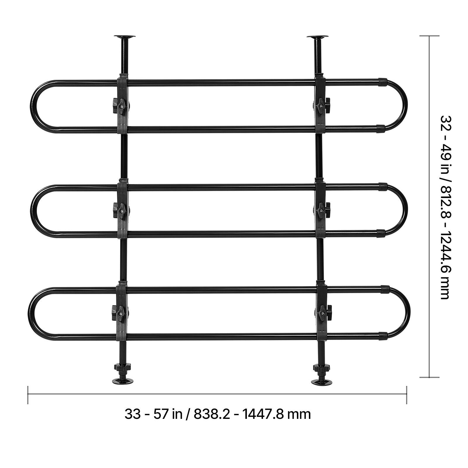 32 - 49 in / 812.8 - 1244.6 mm  
33 - 57 in / 838.2 - 1447.8 mm