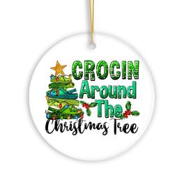 OrnamentallyYou - Crocin Around The Christmas Tree Joyfully Funny Christmas Ornament Circle - Multi-colored