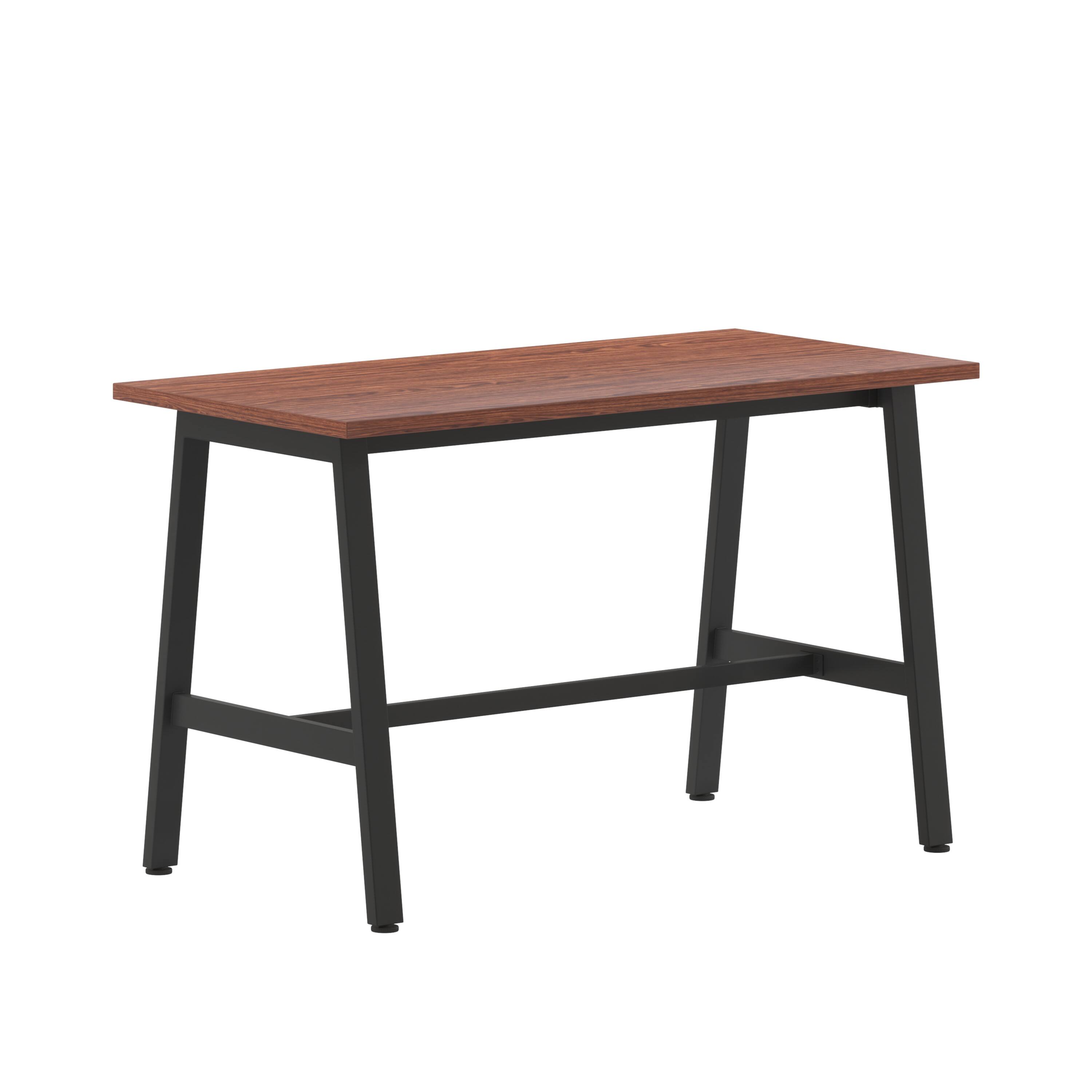 Alt View 1. Emma + Oliver - Remy 48x24 Dining or Gaming Table with Double Sided Laminate Table Top and Heavy Duty A-Frame Steel Base - Walnut.