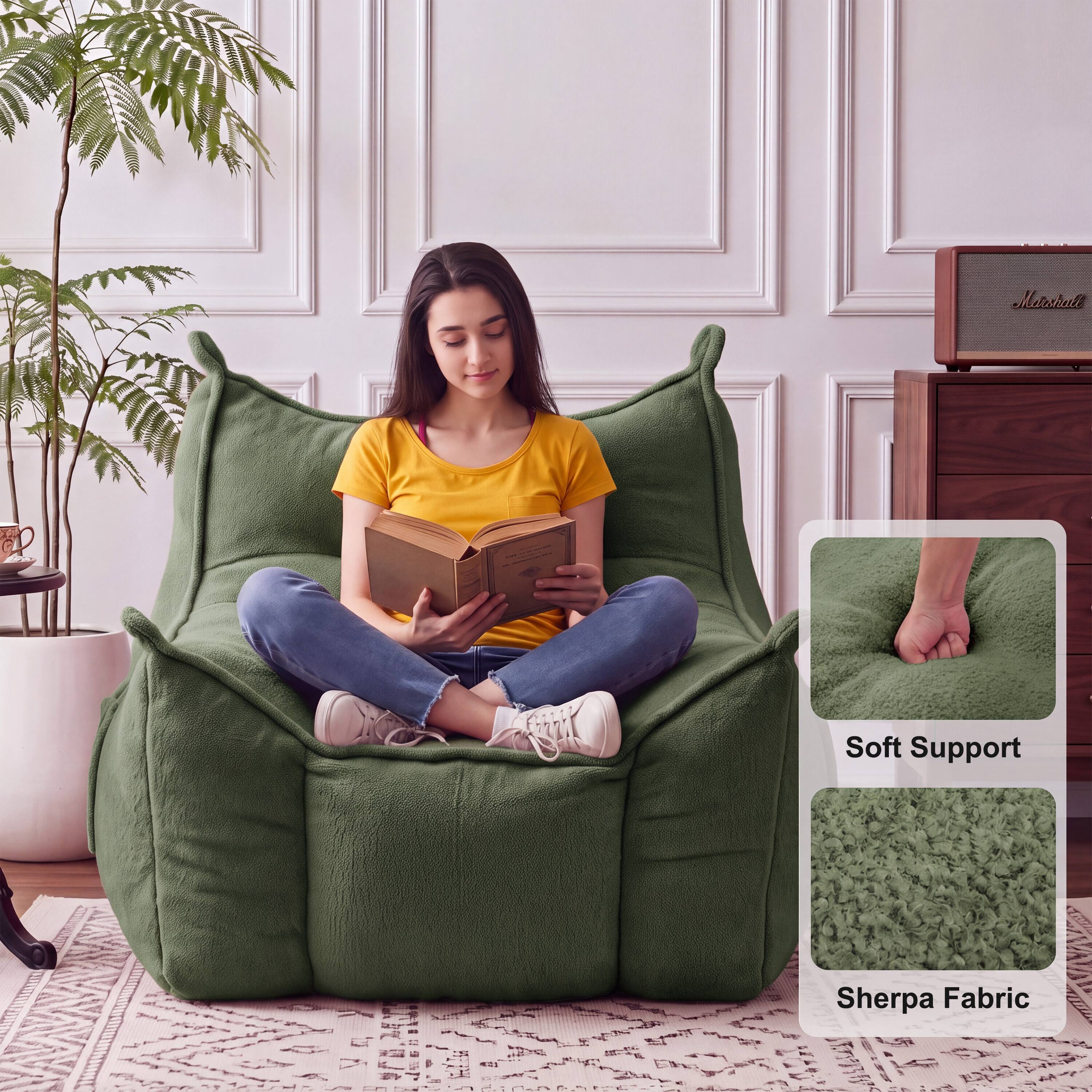 Marshali  
XX ap  
Soft Support  
Sherpa Fabric