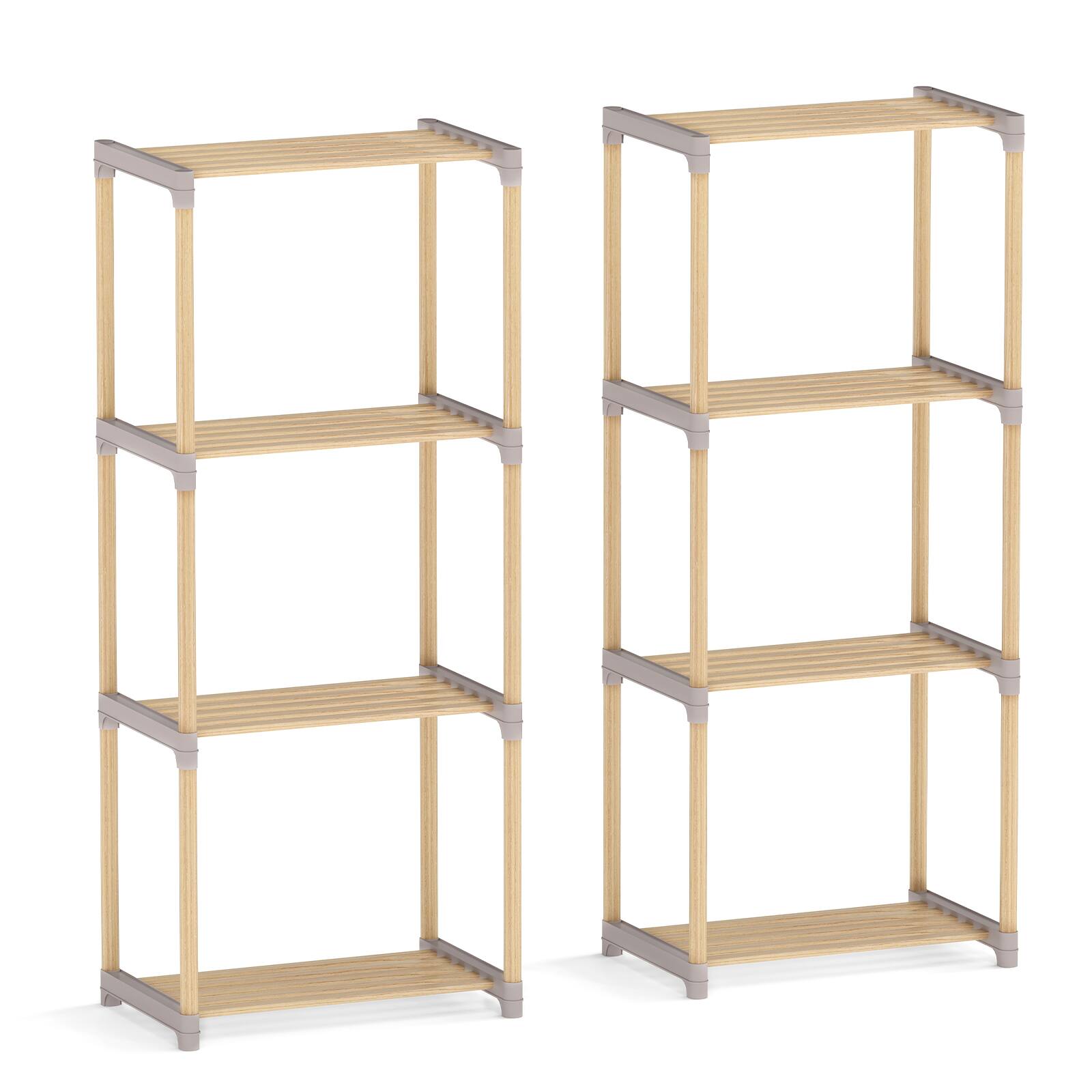 Alt View 9. Gymax - Gymax 2PCS 4-Tier Bookshelf w/Open Shelves Freestanding Storage Organizer for Home - Gray.